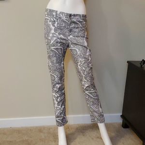 Calzedona, black and white print pants, M, paisley